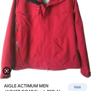 SKI  AIGLE ACTIMUM JACKET COAT Size  8 RED ALL WEATHER SHELL WATER WIND RESIST